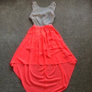 Neon Coral Backless Dress